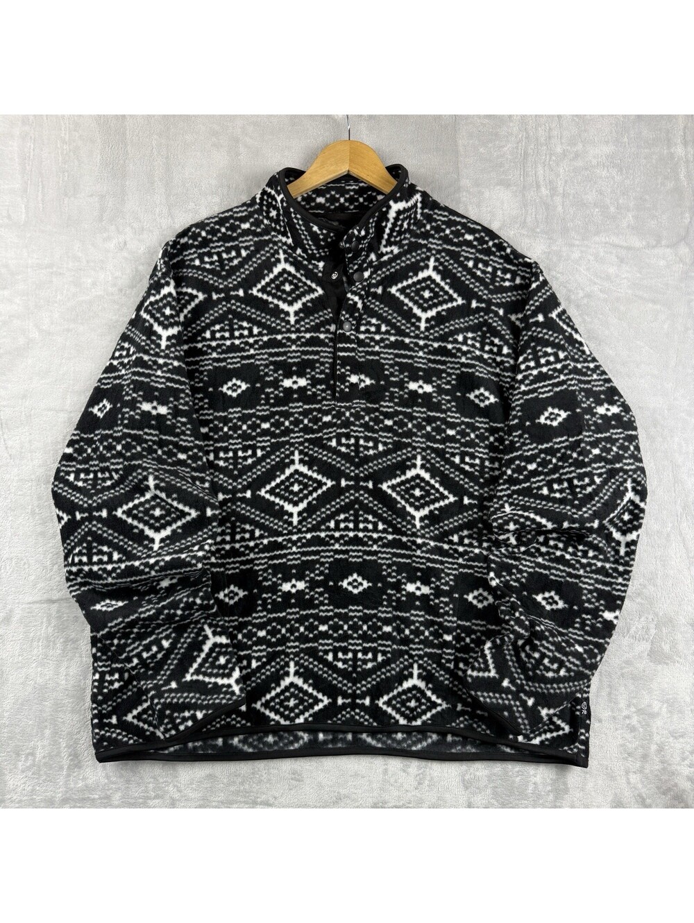 Chaps Geometric Aztec-print Snap-front Fleece Pullover Men XL POcket Gorpcore